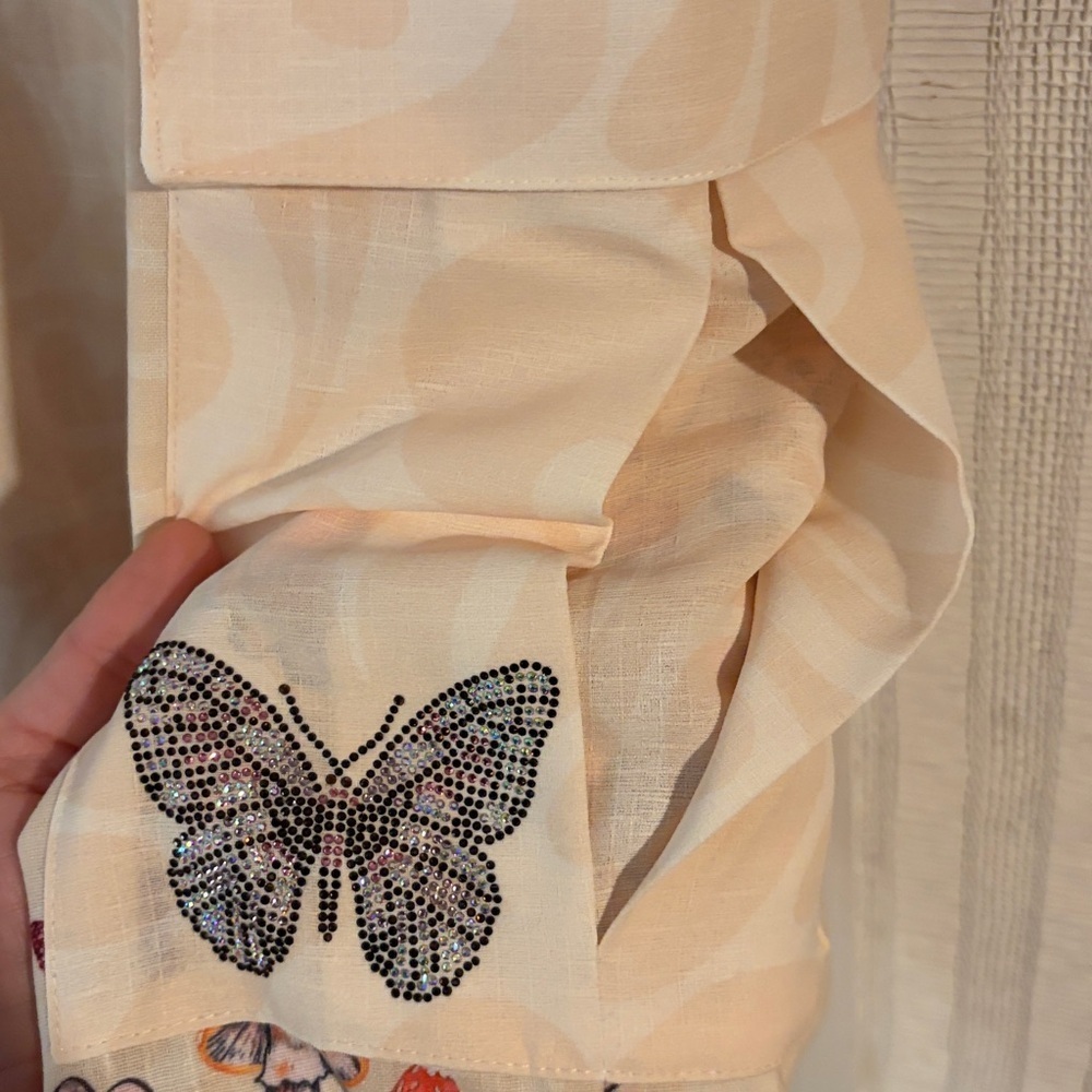 Agua Bendita Maicy Cargo Pants in Butterly Mushroom Print, NWT SZ XL - Picture 8 of 10